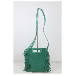 MAJE Suede Fringe Leather Green Shoulder/Hand Bag